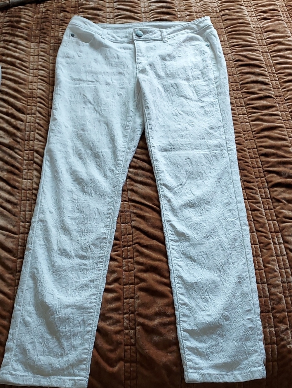 Simply Vera Vera Wang White Jacquard Textured Pants, Size 6
